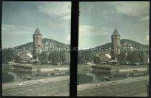 Blick auf den Wach- und Wartturm, der Spitze Turm genannt, von Wertheim am Main