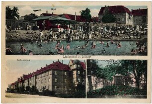 Lindenthal b. Leipzig : Bad, Rathausblock, Denkmal