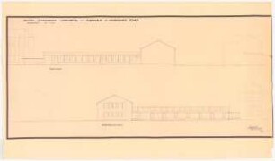 Staatliches Nicolaus-Cusanus-Gymnasium, Bonn-Bad Godesberg: Schulgebäude, Turnhalle und Musischer Trakt: Hof- und Straßenansicht 1:100