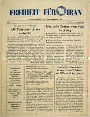 Nachrichtenbulletin der Volksmodjahedin Iran "Freiheit für Iran", Nr. 5