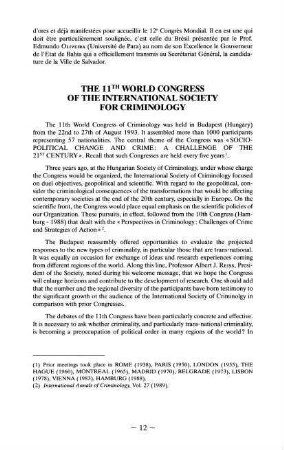 12-14, The 11th World Congress of the International Society of Criminology