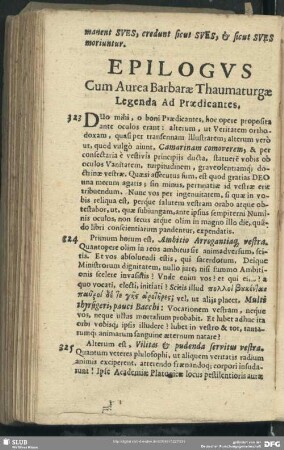 Epilogus Cum Aurea Barbarae Thaumaturgae Legenda Ad Praedicantes