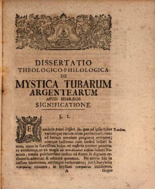 Hilkôt ḥaṣôṣrôt seu dissertatio theologico-philologica de tubis Hebraeorum argenteis, quae de hoc argumento altera est et mysticam tubarum significationem tradit