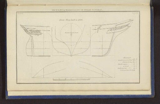 SECTIONS & DIMENSIONS OF STEAM VESSELS. Plate 42. Page 339. Steam Sloop built in 1836.