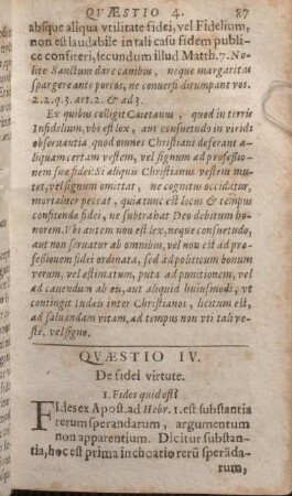 Qvaestio IV. De fidei virtute.