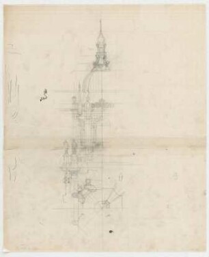Thiersch, Friedrich von; Dresden (Sachsen); Rathaus - Eckturm (Teilgrundriss, Teilansicht)