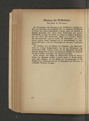 Seminar für Völkerkunde.