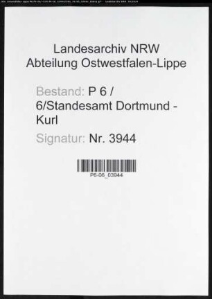 Sterberegister Standesamt Dortmund-Kurl (XV)
