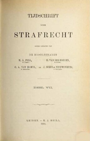 Tijdschrift voor strafrecht. 7. 1893