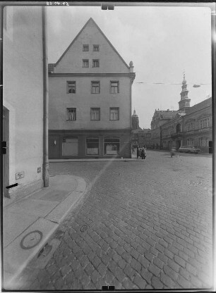 Pirna-Altstadt, Badergasse 8. Wohnhaus (E. 16. Jh.). Straßenfront (Teilansicht)