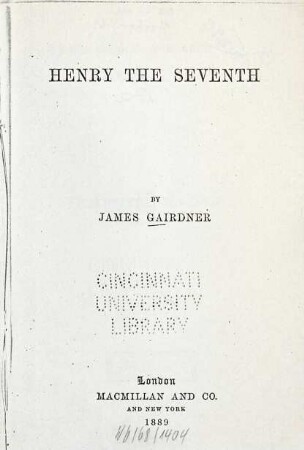 Henry the Seventh : (Heinrich VII)