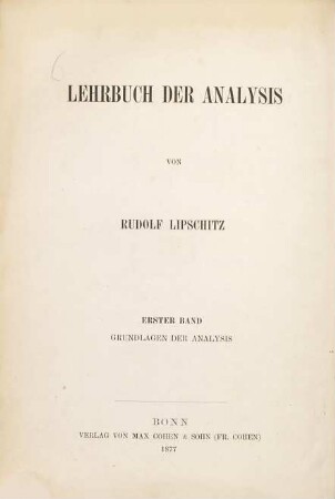 Lehrbuch der Analysis. 1, Grundlagen der Analysis