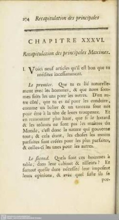 Chapitre XXXVI. Recapitulation des principales Maximes