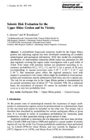 Seismic risk evaluation for the upper Rhine Graben and its vicinity