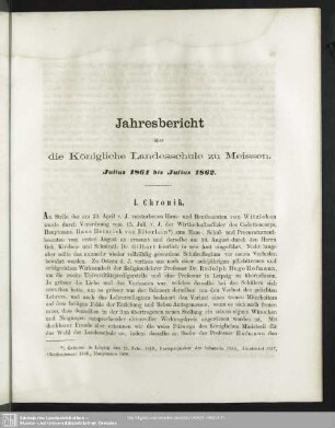 Jahresbericht über die Königliche Landesschule zu Meissen, Julius 1861 bis Julius 1862