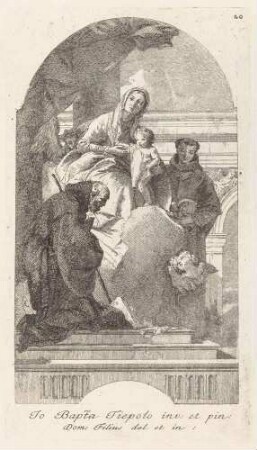 Thronende Maria mit dem Kind, begleitet von den Heiligen Franz von Paola und Antonius von Padua