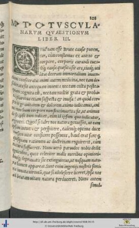 Marci Tullii Ciceronis Tusculanarum Quaestionum Liber III