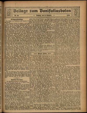 Zweite Ausgabe vom Sonntag, den 31. Oktober 1926.