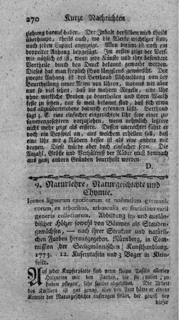 9. Naturlehre, Naturgeschichte und Chymie.