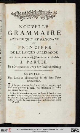 I. Partie, de l’Orthographe