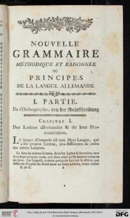 I. Partie, de l’Orthographe