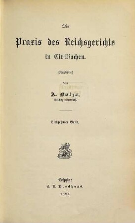 Praxis des Reichsgerichts in Civilsachen. 17. 1894