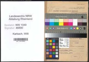 Entnazifizierung Willi Karbach , geb. 10.05.1899 (Lehrer)