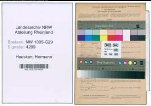 Entnazifizierung Hermann Huesken , geb. 25.11.1897 (Bahnsekretaer)