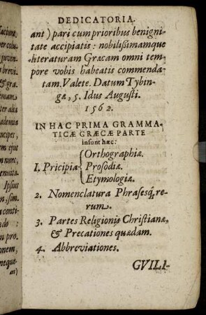 In Hac Prima Grammaticæ Græcæ Parte insunt hæc.