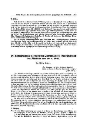 Die Leibeserziehung in den unteren Jahrgängen der Volksschule nach den Richtlinien vom 10.4..1937
