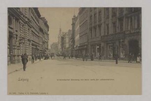 Leipzig. Grimmaischer Steinweg mit Blick nach der Johanniskirche