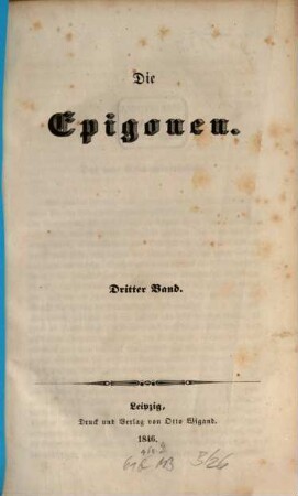 Die Epigonen. 3. 1846