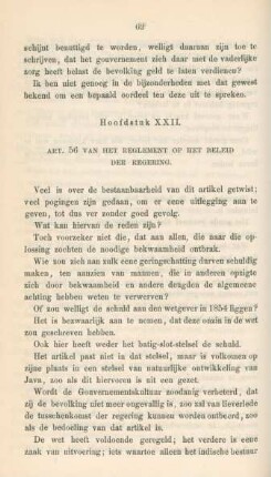 Hoofdstuk XXII. Art. 56 van het reglement op het beleid der regering