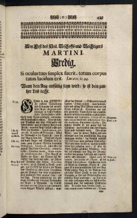 439-444, Am Fest des Heiligen Bischoffs und Beichtigers Martini