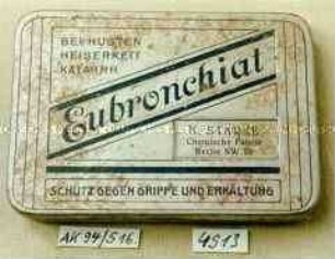 Blechdose für Pastillen "Eubronchiat H. STARKE SCHUTZ GEGEN GRIPPE UND ERKÄLTUNG"