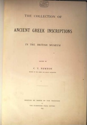 The collection of ancient Greek inscriptions in the British Museum, 1. Attika