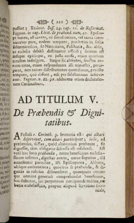 Ad Titulum V. De Præbendis & Dignitatibus.