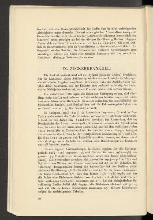 IX. Zuckerkrankheit