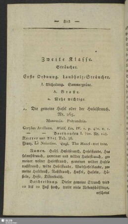 Erste Ordnung. Laubholz-Sträucher