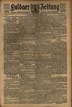 Erste Ausgabe vom Dienstag, den 25. Februar 1908.