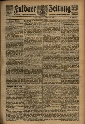 Erste Ausgabe vom Mittwoch, den 28. Juli 1909.