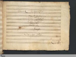 Gran Concerto à tre Violoncelli, due Violini, due Hoboe, due Corni, Fagotto, Viola, e Basso