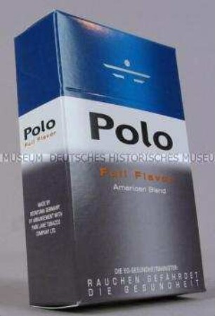 Werbeschachtel in Form einer übergroßen Zigarettenschachtel für "Polo"-Zigaretten