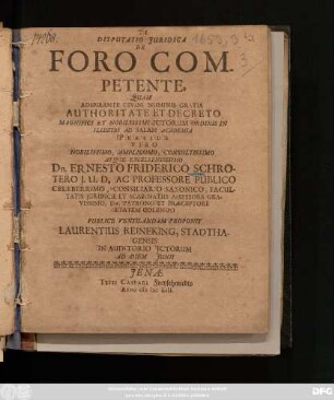 Disputatio Iuridica De Foro Competente