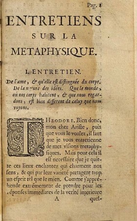 Entretiens sur la metaphysique & sur la religion
