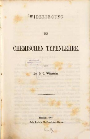 Widerlegung der chemischen Typenlehre