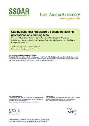 Oral hygiene to a hospitalized dependent patient: perceptions of a nursing team