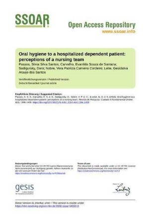 Oral hygiene to a hospitalized dependent patient: perceptions of a nursing team