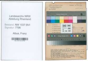 Entnazifizierung Franz Albus , geb. 08.08.1878 (Gastwirt)