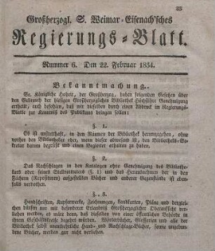 Nr. 6 : 22. Februar 1834